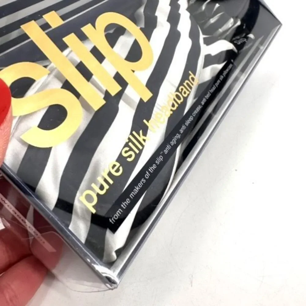 NWT‎ Slip Pure Silk Headband Black and White Striped New NIB